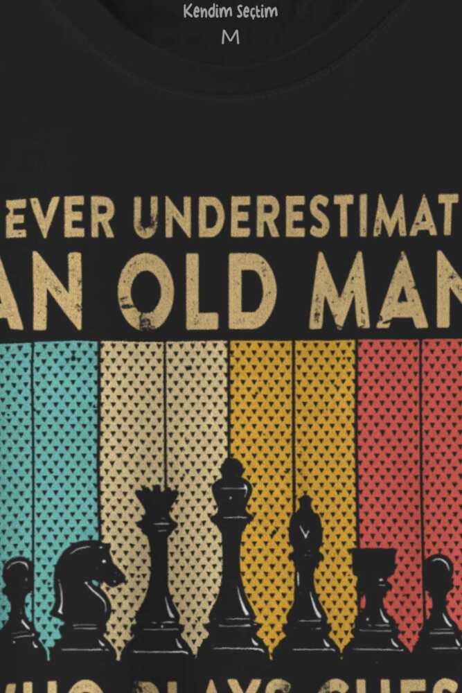 Chess Satranç Retro Vintage Kısa Kollu Baskılı Erkek T-shirt Unisex Tişört (1)