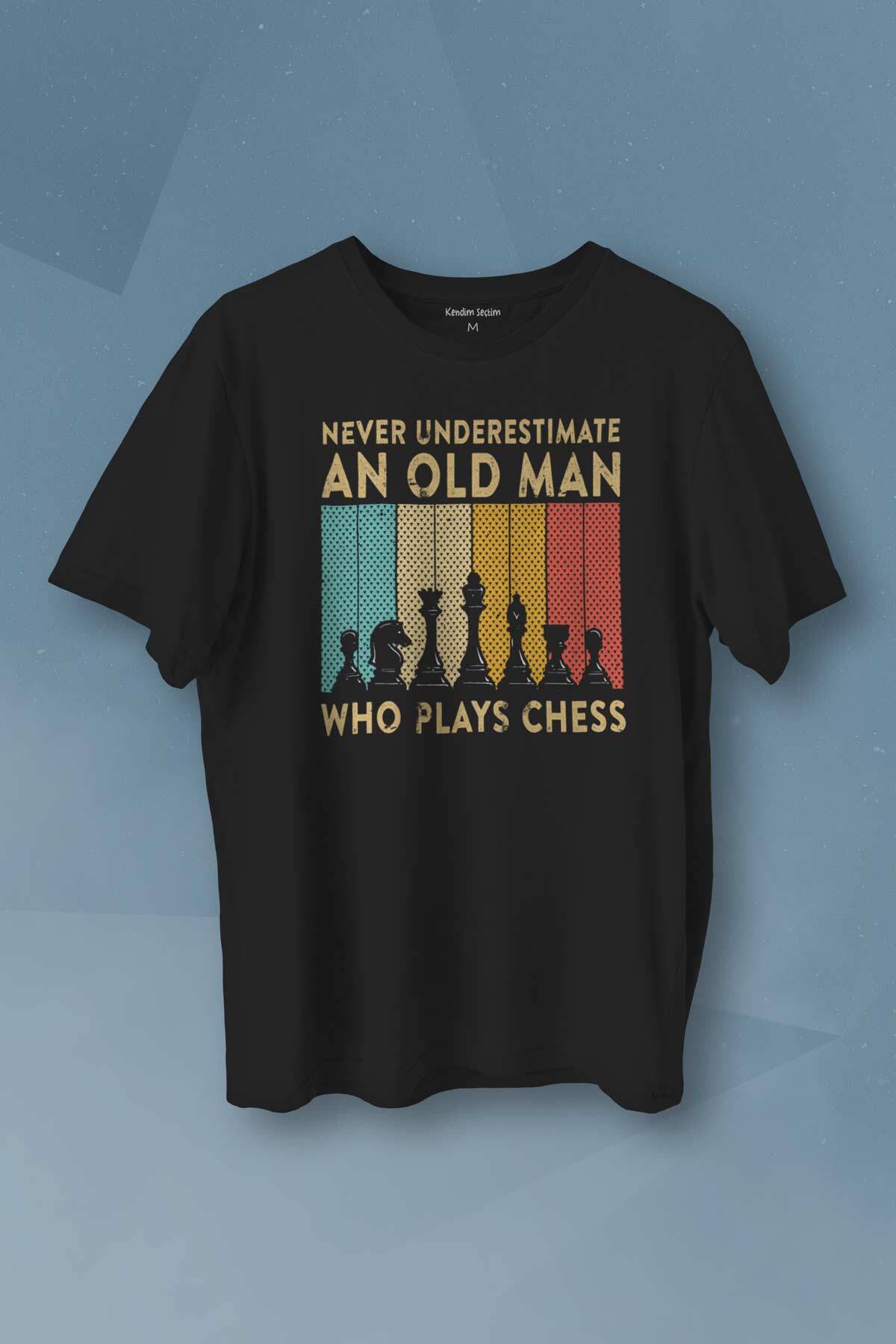 Chess Satranç Retro Vintage Kısa Kollu Baskılı Erkek T-shirt Unisex Tişört - 1