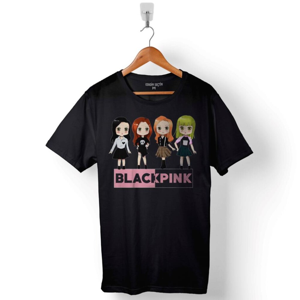 Chibi Black Pink BlackPink Müzik Güney Kore Baskılı Tişört Unisex T-Shirt - 1