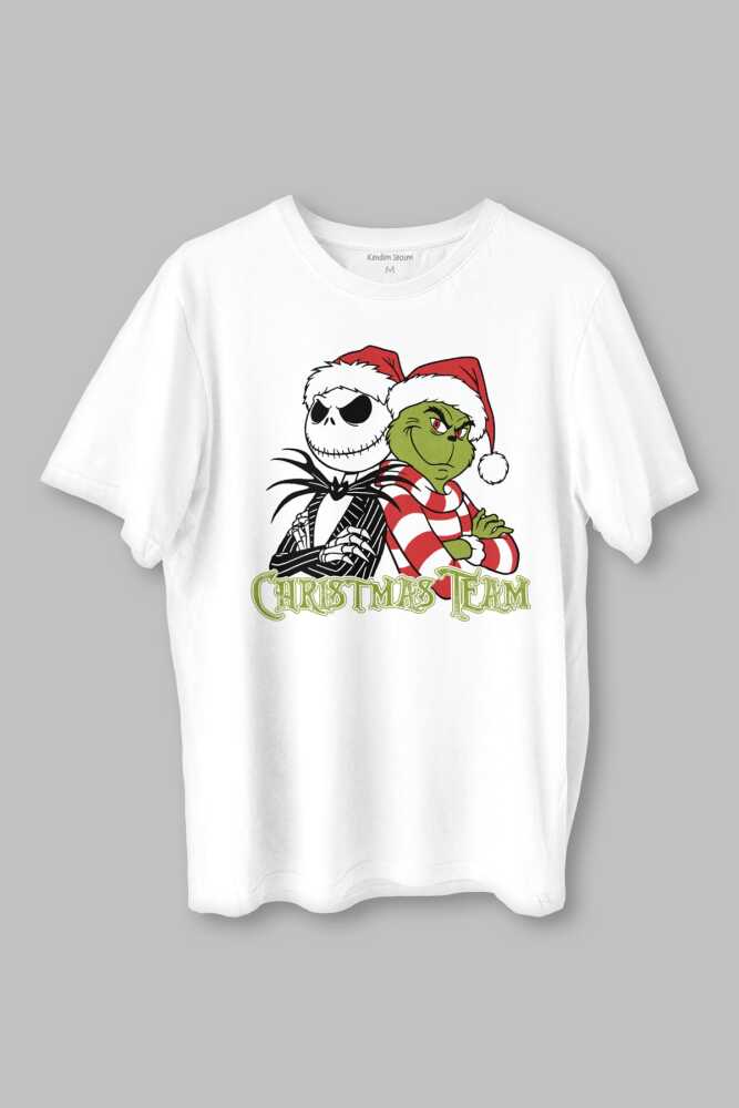 Christmas Team Grinch Tişört Noel Yılbaşı New Year Xmas Yeni Yıl Festive T-shirt Unisex Tişört