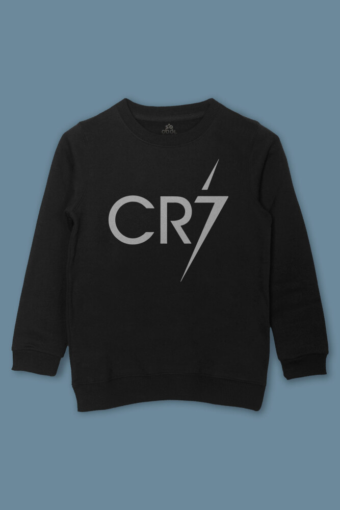 Çocuk Sweatshirt Goat Siyah Baskılı Cristiano Ronaldo Altın Top Ballon D'Or Baskılı Sweat - So Cool