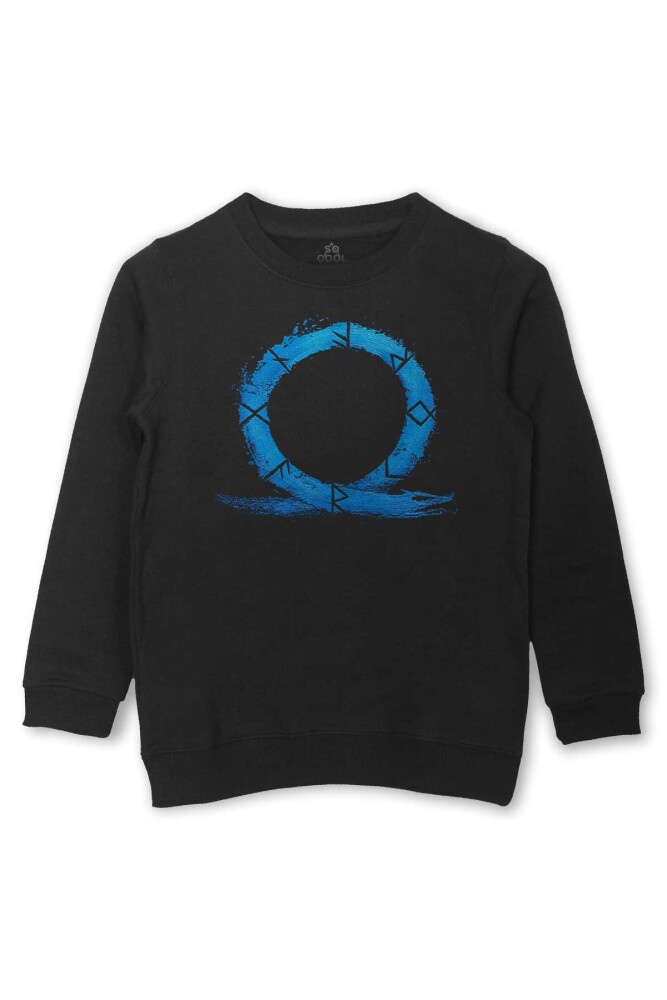Çocuk Sweatshirt God of War Ragnarok Oyun Gamer Baskılı Siyah Sweat - 1