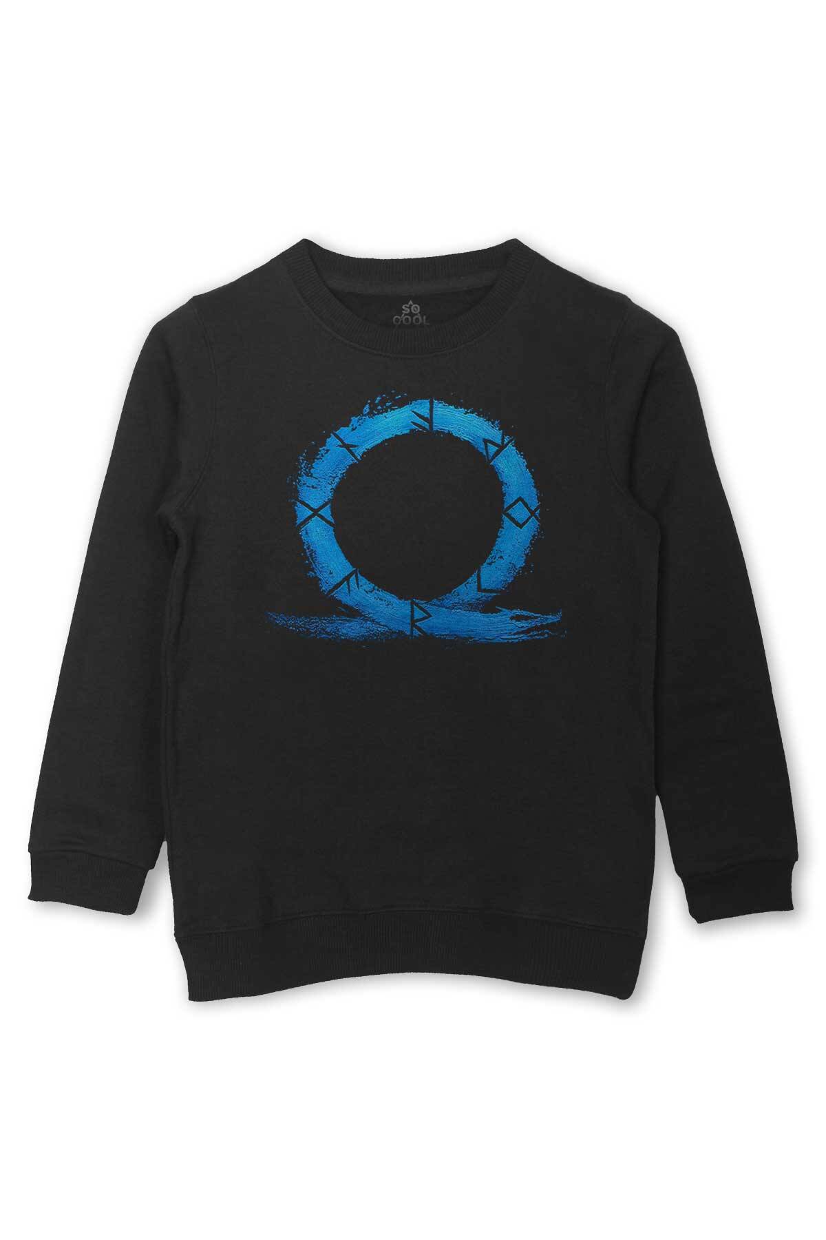 Çocuk Sweatshirt God of War Ragnarok Oyun Gamer Baskılı Siyah Sweat - 1