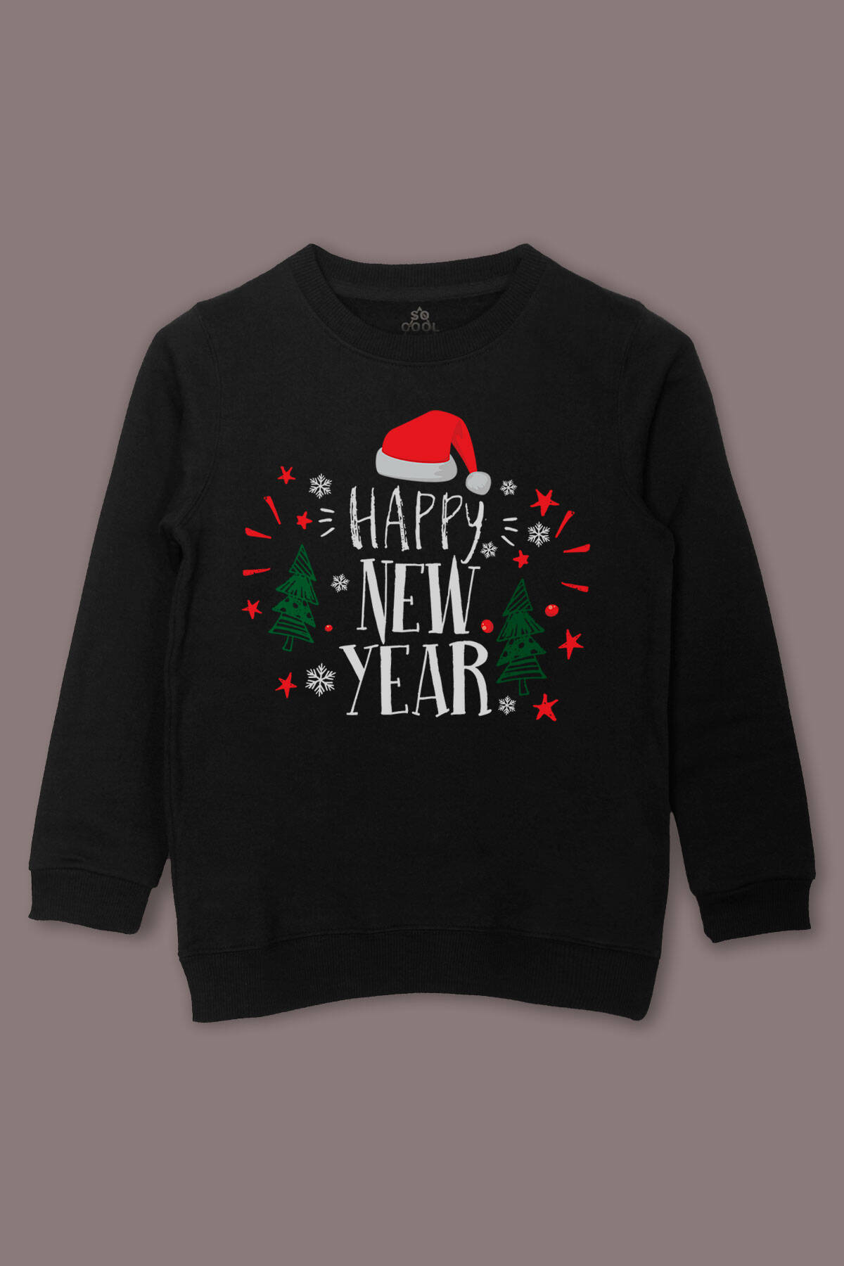 Çocuk Sweatshirt Happy New Year 2026 Yeni Yıl Hediye Noel Yılbaşı Baskılı Sweat