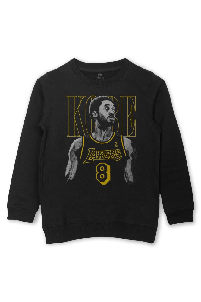 Çocuk Sweatshirt Kobe Bryant No 8 Basketball Baskılı Siyah Sweat Çocuk - 1