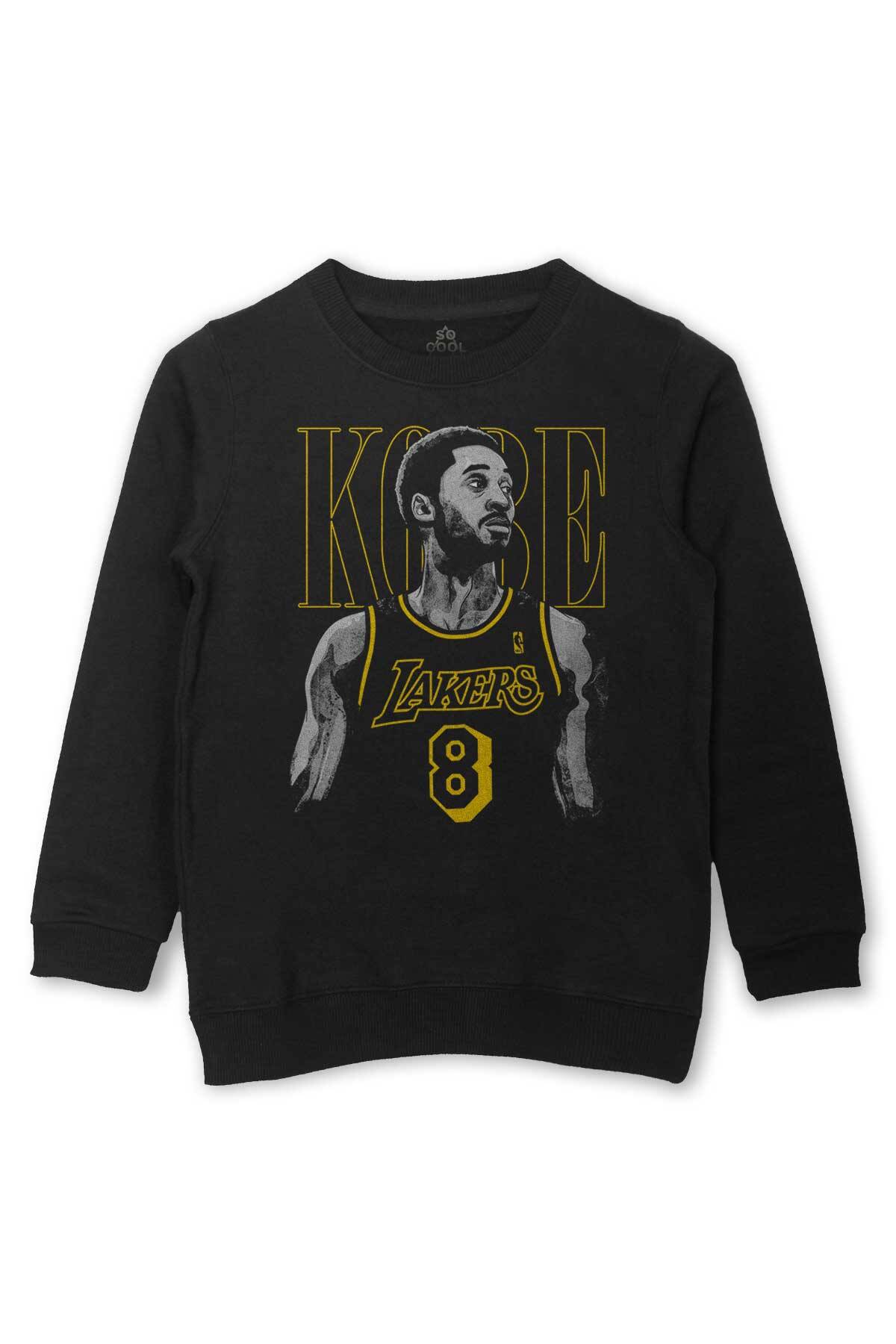 Çocuk Sweatshirt Kobe Bryant No 8 Basketball Baskılı Siyah Sweat Çocuk - 1