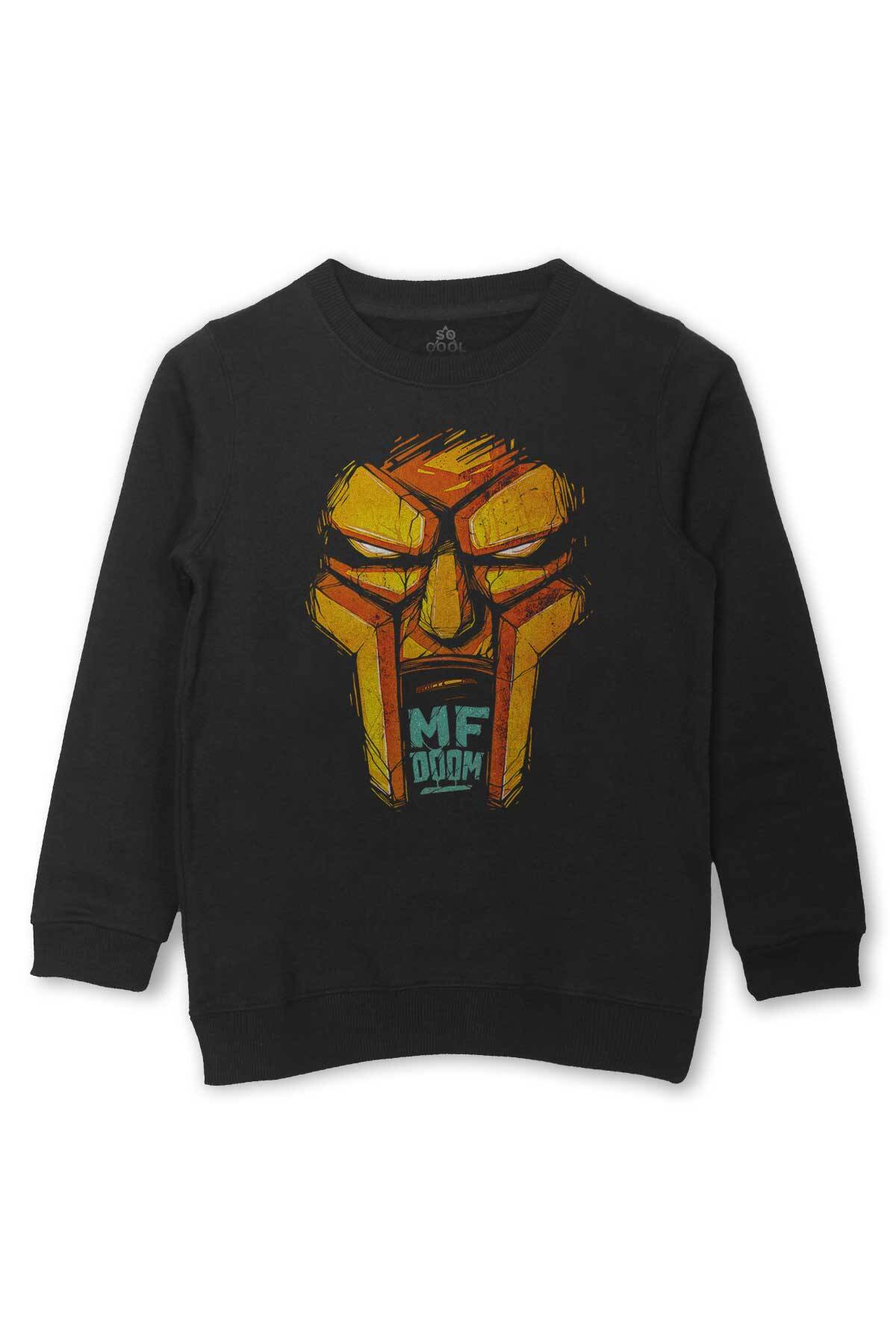 Çocuk Sweatshirt Mf Doom Hip Hop Doomsday J Dilla Rap Baskılı Siyah Sweat - 1