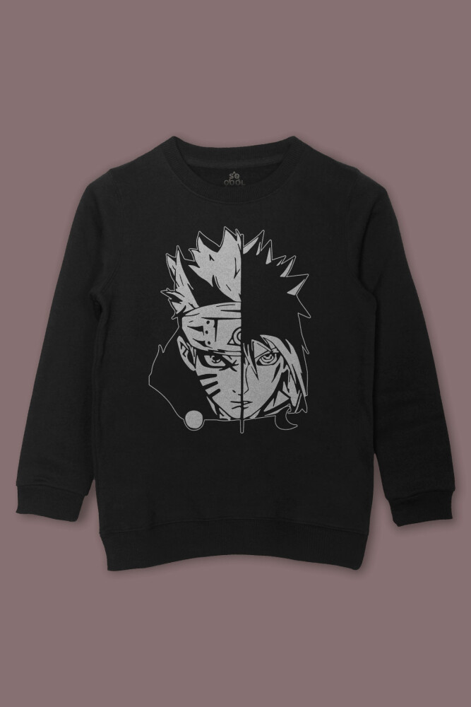 Çocuk Sweatshirt Naruto And Sasuke Uzumakı Uchiha Decal Baskılı Sweat - So Cool