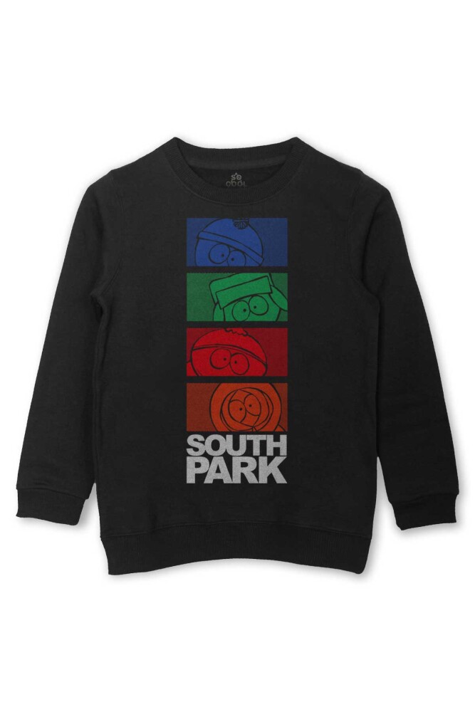 Çocuk Sweatshirt South Park Kenny Cartman Kyle Stan Funny Baskılı Siyah Sweat - So Cool