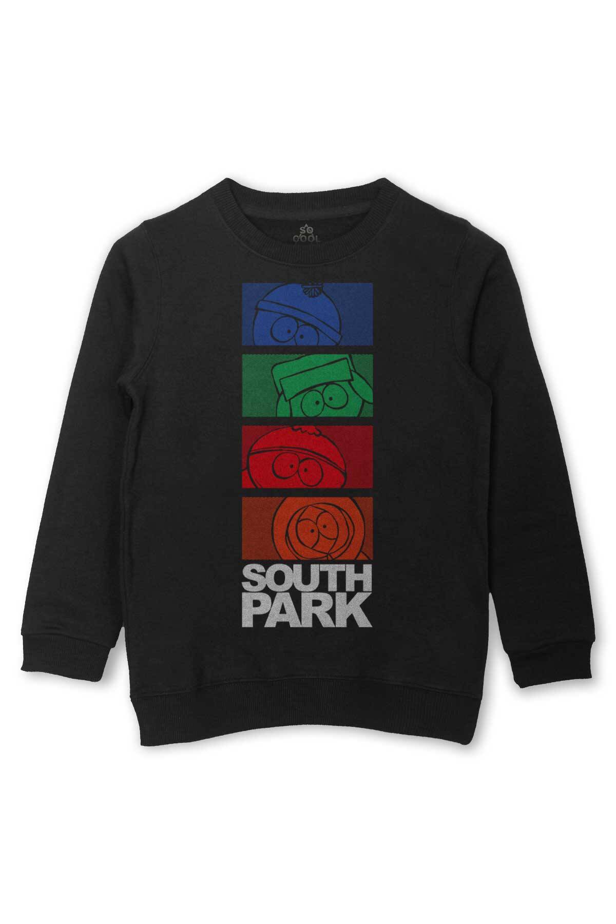 Çocuk Sweatshirt South Park Kenny Cartman Kyle Stan Funny Baskılı Siyah Sweat - 1