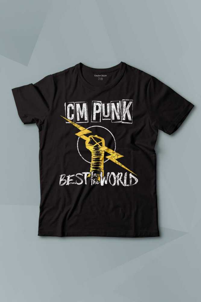 Çocuk T-shirt Best In The World CM Punk Karma Dövüş Gym Spor Siyah Baskılı Tişört  - 1