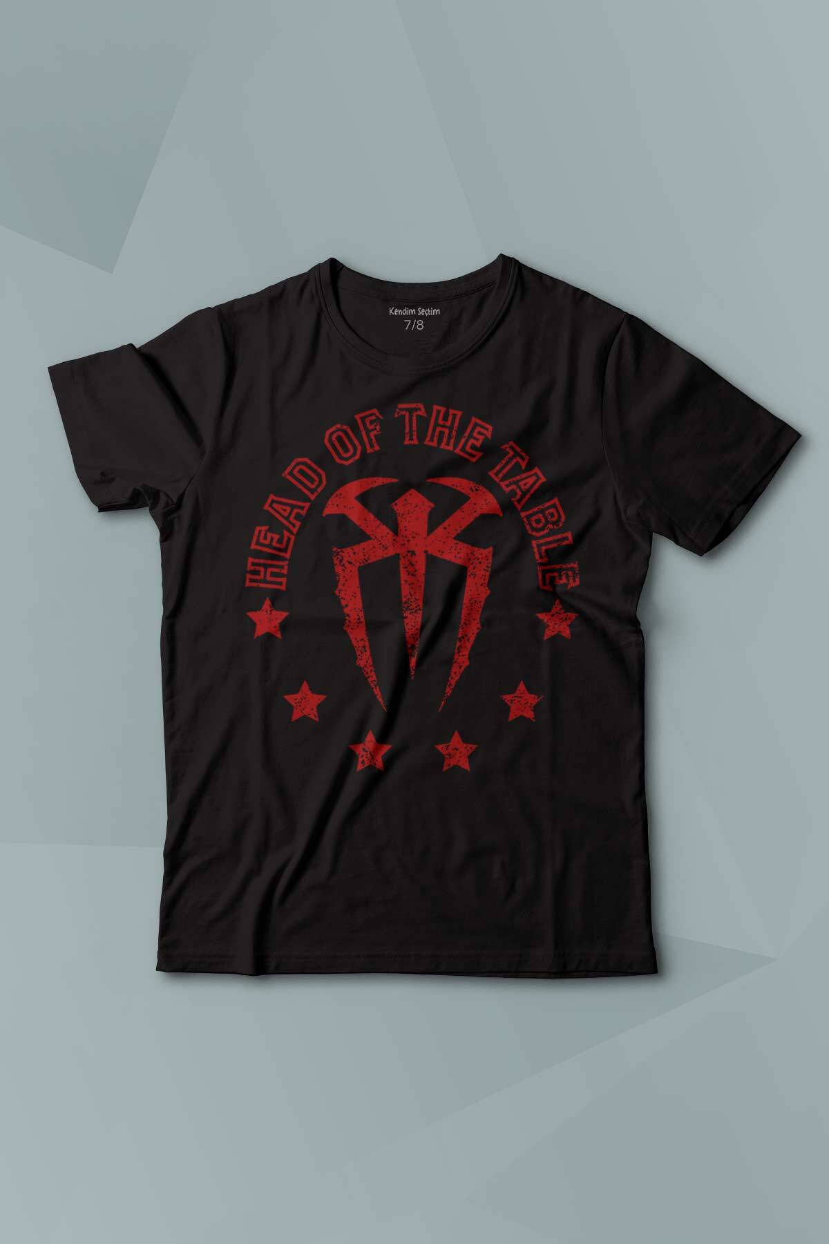 Çocuk T-shirt Head Of The Table Roman Reigns Spor Gym Siyah Baskılı Tişört - 1