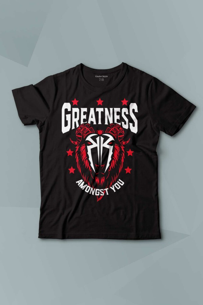 Çocuk Tişört Greatness Roman Reigns Gym Spor Fitness Siyah Baskılı T-shirt - 1