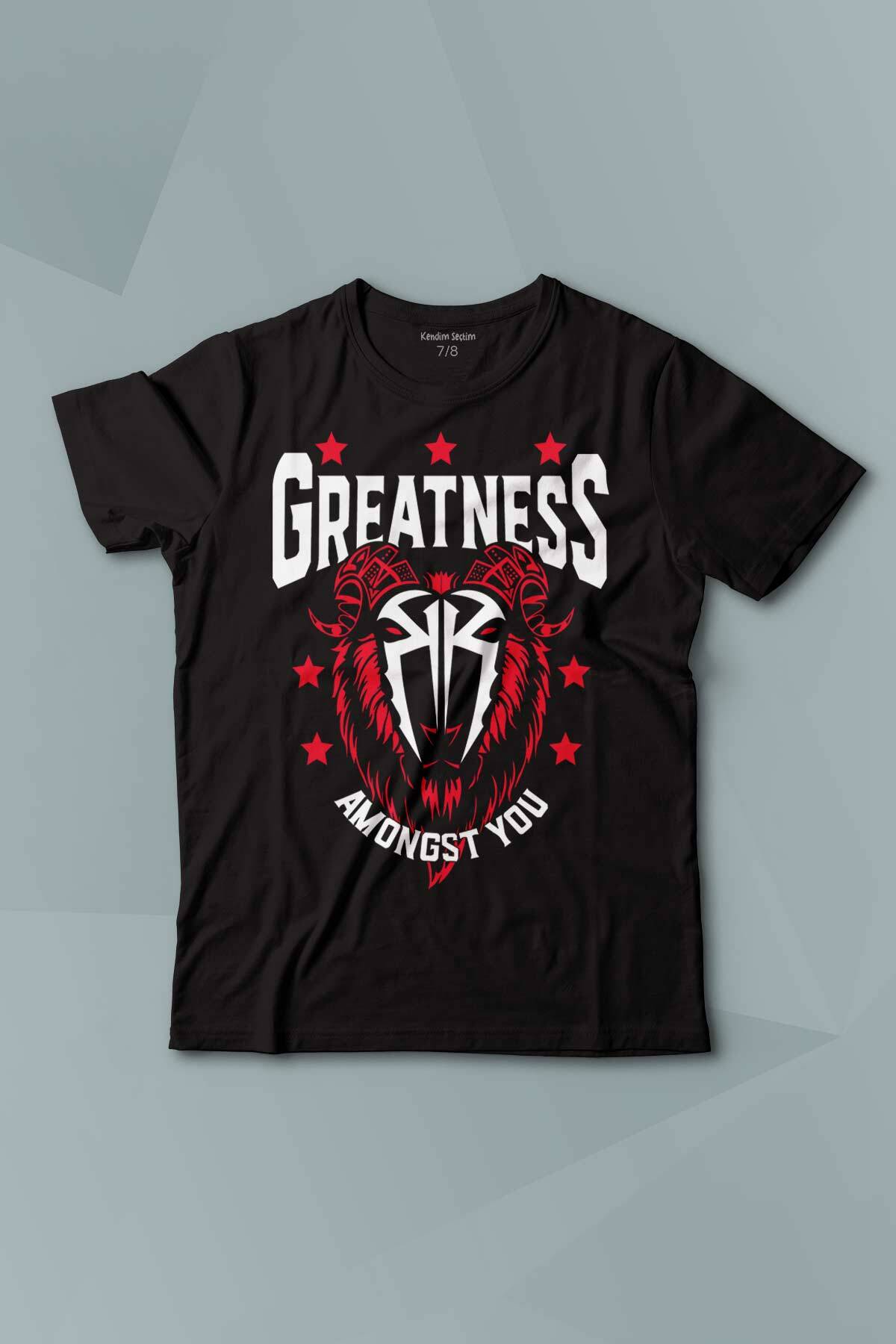 Çocuk Tişört Greatness Roman Reigns Gym Spor Fitness Siyah Baskılı T-shirt - 1