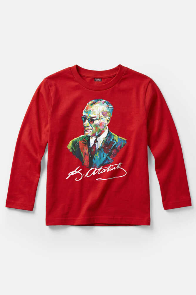 Çocuk Uzun Kollu Tişört Karizma Gözlüklü Gazi Mustafa Kemal Atatürk Portresi 23 Nisan 19 Mayıs - 1