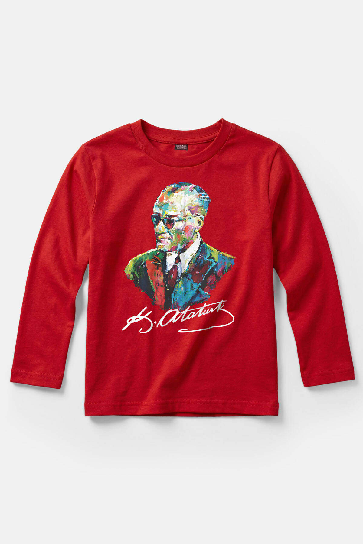 Çocuk Uzun Kollu Tişört Karizma Gözlüklü Gazi Mustafa Kemal Atatürk Portresi 23 Nisan 19 Mayıs