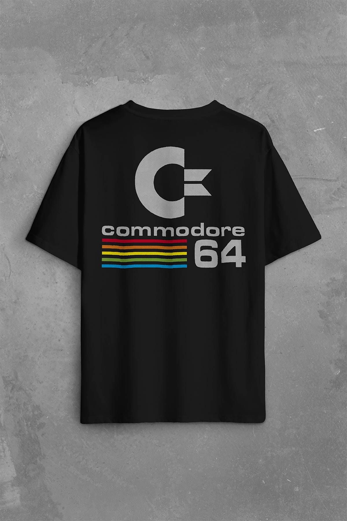Commodore 61 C64 Logo Antika Bilgisayar Sırt Ön Baskılı Oversize Tişört Unisex T-Shirt OVR12S2057 - 2