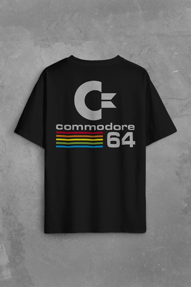 Commodore 61 C64 Logo Antika Bilgisayar Sırt Ön Baskılı Oversize Tişört Unisex T-Shirt OVR12S2057 (1)