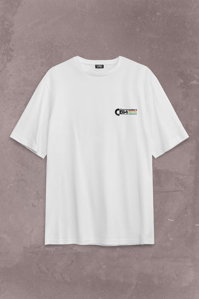 Commodore 61 C64 Logo Antika Bilgisayar Sırt Ön Baskılı Oversize Tişört Unisex T-Shirt OVR12B2057 - 2