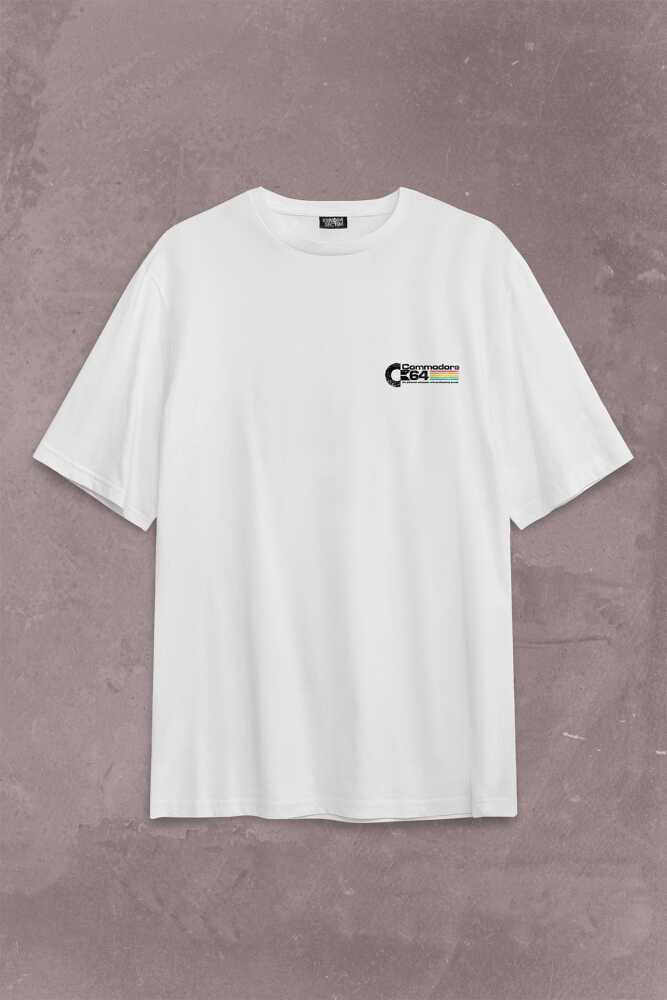 Commodore 61 C64 Logo Antika Bilgisayar Sırt Ön Baskılı Oversize Tişört Unisex T-Shirt OVR12B2057 (1)