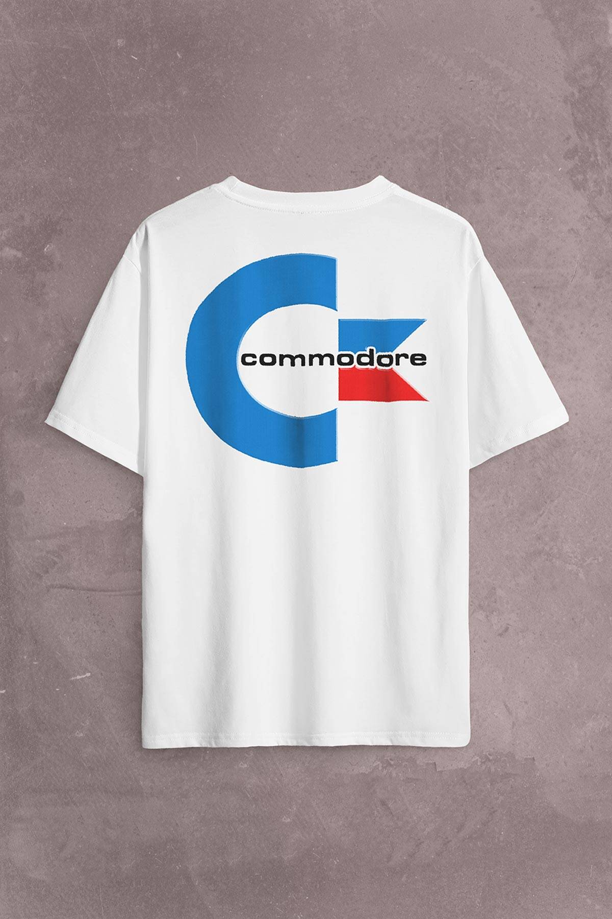Commodore 61 C64 Logo Antika Bilgisayar Sırt Ön Baskılı Oversize Tişört Unisex T-Shirt OVR12B2056 (1)