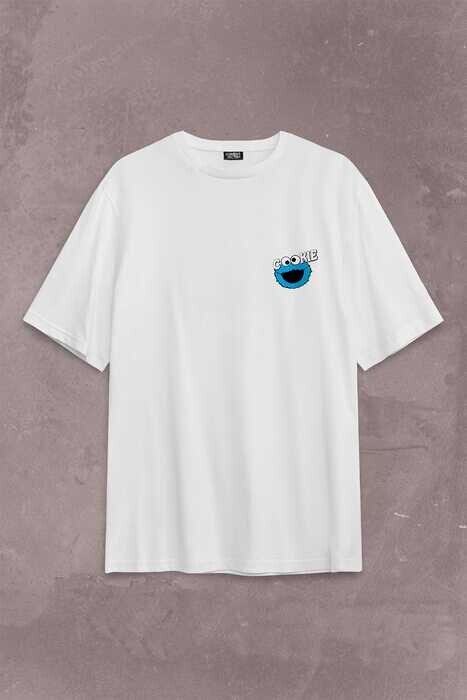 CooKie Kurabiye Canavarı Susam Sokağı Sırt Ön Baskılı Oversize Tişört Unisex T-Shirt OVR12B2058 - 1