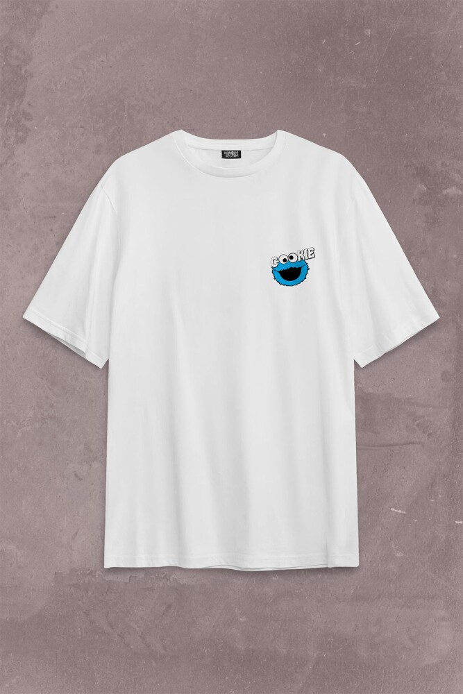 CooKie Kurabiye Canavarı Susam Sokağı Sırt Ön Baskılı Oversize Tişört Unisex T-Shirt OVR12B2058 - 1