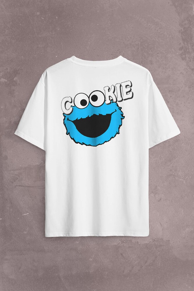 CooKie Kurabiye Canavarı Susam Sokağı Sırt Ön Baskılı Oversize Tişört Unisex T-Shirt OVR12B2061 - 2