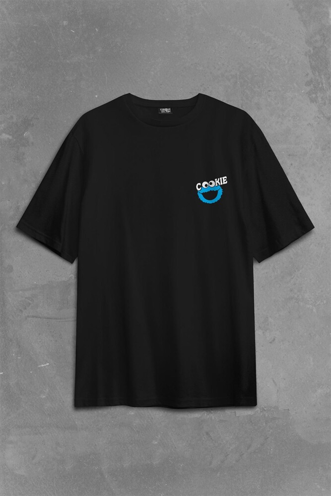 CooKie Kurabiye Canavarı Susam Sokağı Sırt Ön Baskılı Oversize Tişört Unisex T-Shirt OVR12S2058 - 1