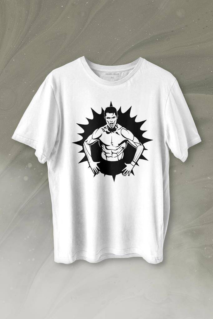 Cr7 Cristiano Ronaldo Kaslı Vücut Manchester United Baskılı Tişört Unisex T-shirt
