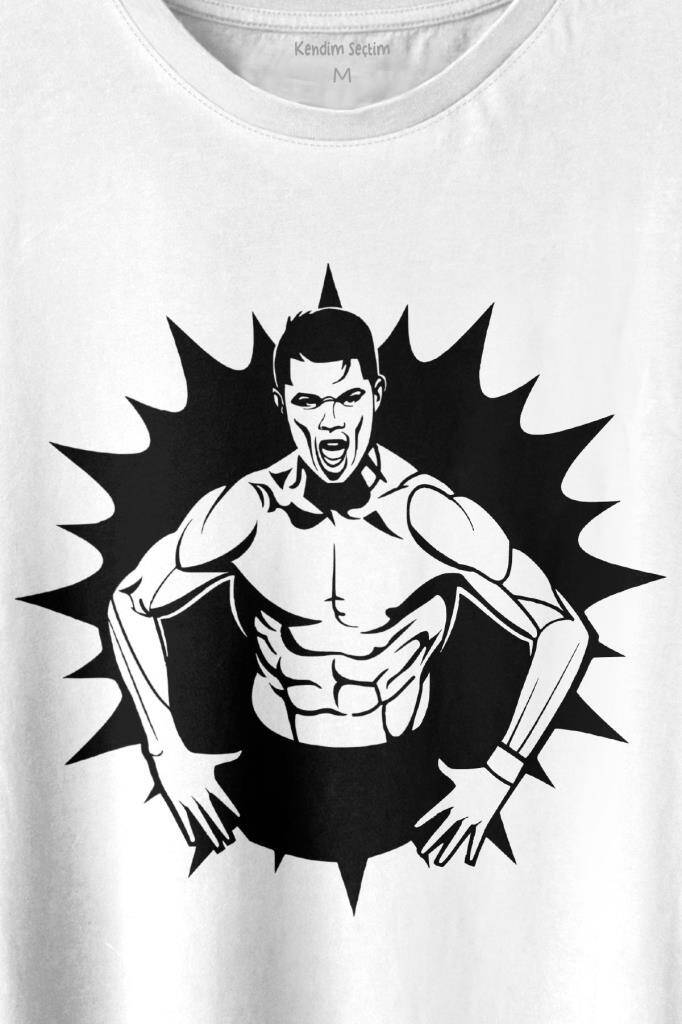 Cr7 Cristiano Ronaldo Kaslı Vücut Manchester United Baskılı Tişört Unisex T-shirt (1)