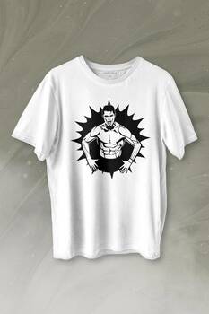 Cr7 Cristiano Ronaldo Kaslı Vücut Manchester United Baskılı Tişört Unisex T-shirt - 1
