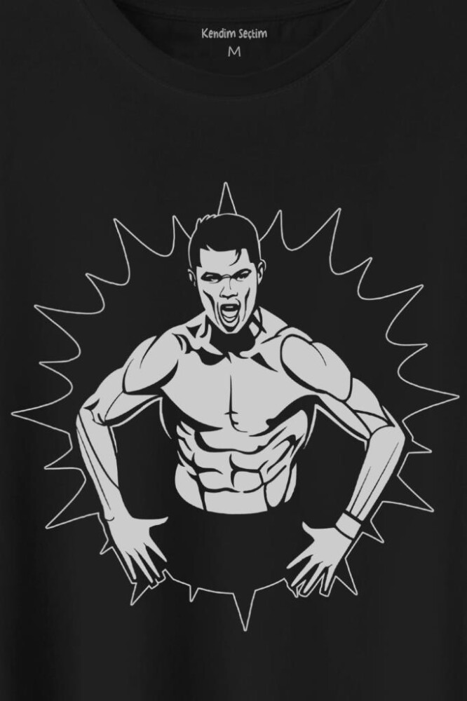 Cr7 Cristiano Ronaldo Kaslı Vücut Manchester United Baskılı Tişört Unisex T-Shirt (1)
