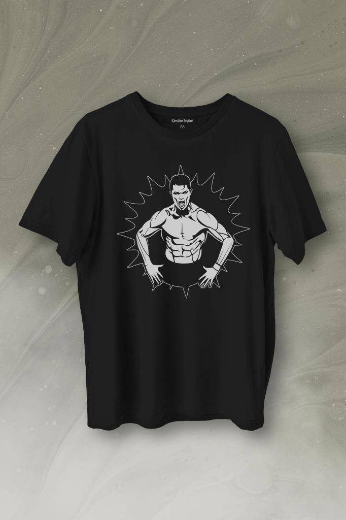 Cr7 Cristiano Ronaldo Kaslı Vücut Manchester United Baskılı Tişört Unisex T-Shirt - 1