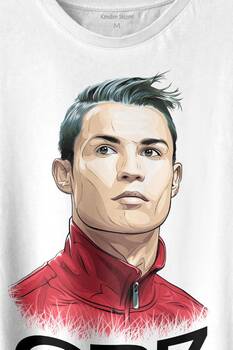Cr7 Cristiano Ronaldo Manchester United Baskılı Tişört Unisex T-shirt - 2