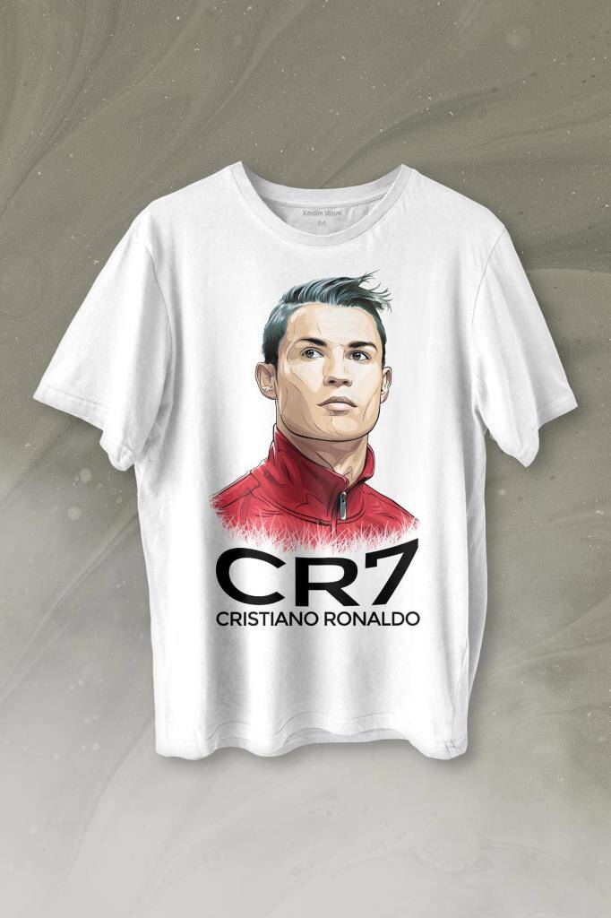 Cr7 Cristiano Ronaldo Manchester United Baskılı Tişört Unisex T-shirt - 1
