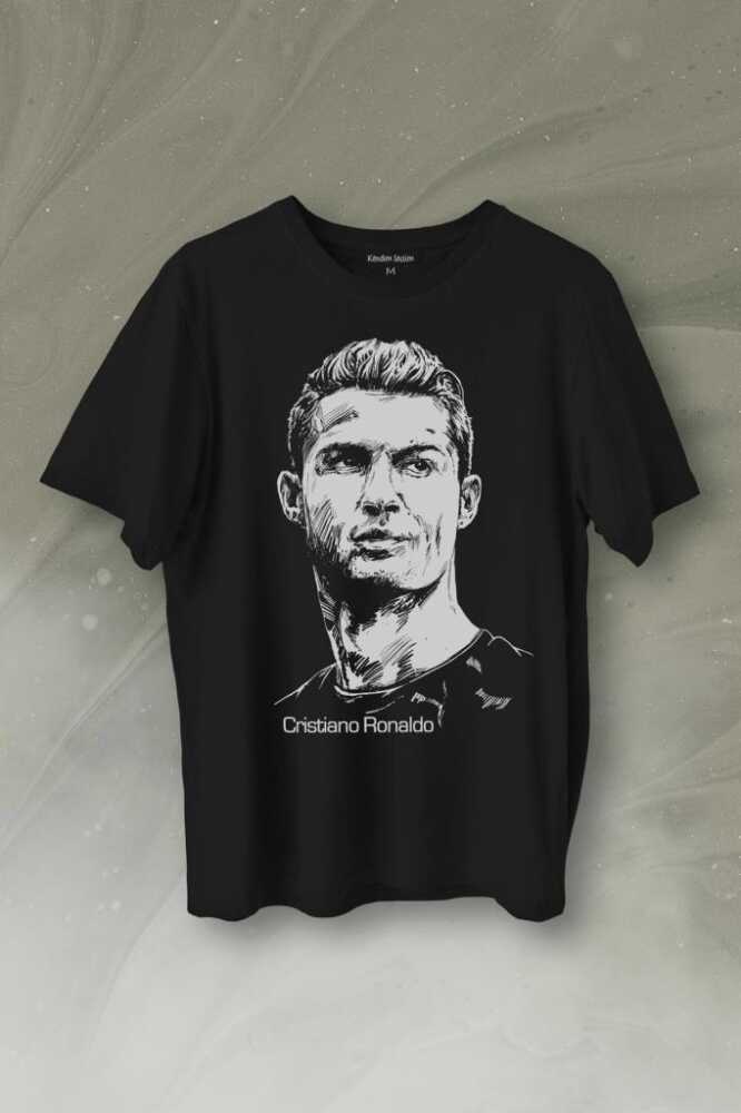 Cr7 Cristiano Ronaldo Silüet Manchester United Baskılı Tişört Unisex T-Shirt - 1