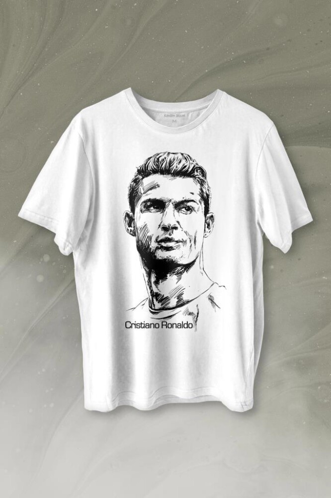 Cr7 Cristiano Ronaldo Silüet Manchester United Baskılı Tişört Unisex T-shirt - 1
