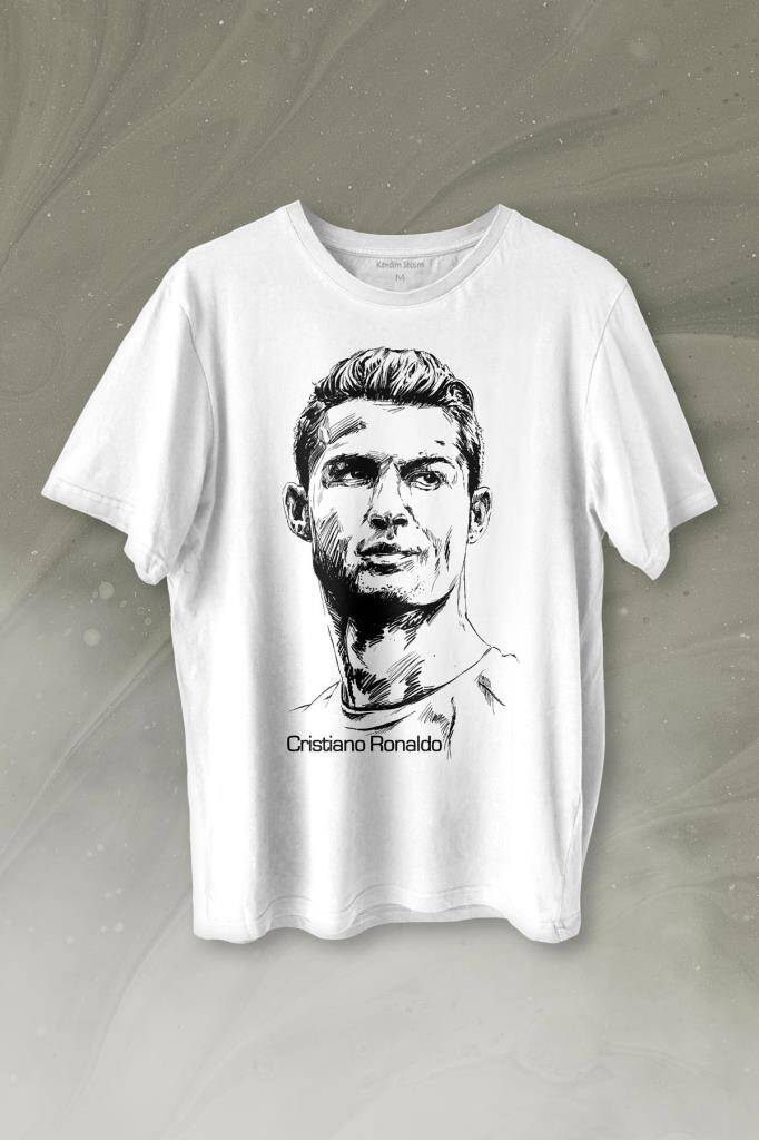 Cr7 Cristiano Ronaldo Silüet Manchester United Baskılı Tişört Unisex T-shirt - 1