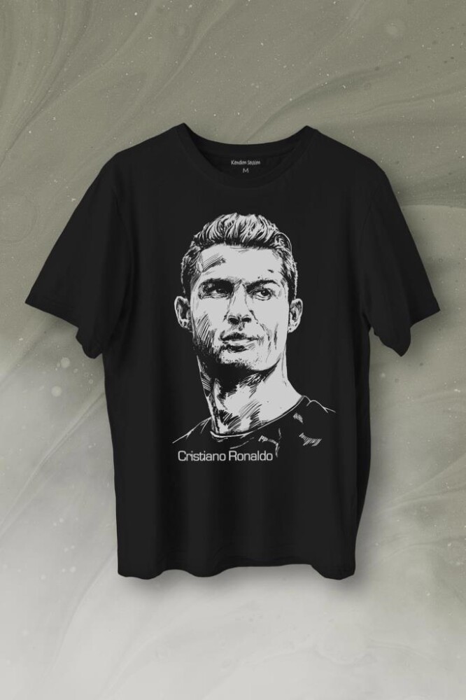 Cr7 Cristiano Ronaldo Silüet Manchester United Baskılı Tişört Unisex T-Shirt - 1