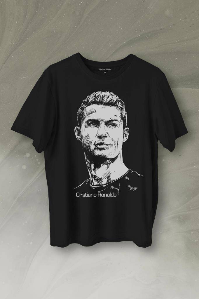Cr7 Cristiano Ronaldo Silüet Manchester United Baskılı Tişört Unisex T-Shirt - 1