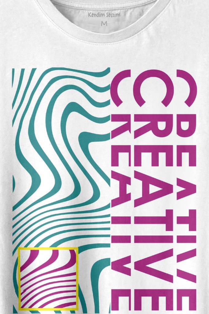Creative Minimal Color Baskılı Tişört Unisex T-shirt (1)