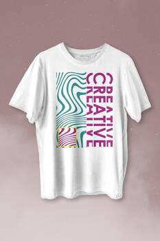 Creative Minimal Color Baskılı Tişört Unisex T-shirt - 1