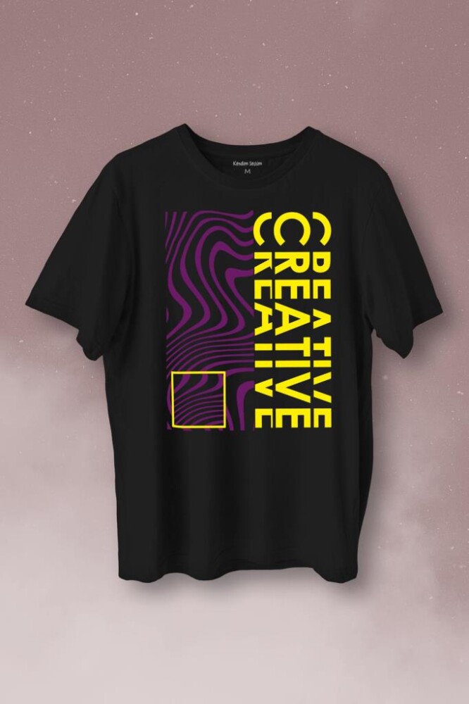 Creative Minimal Color Baskılı Tişört Unisex T-Shirt - 1