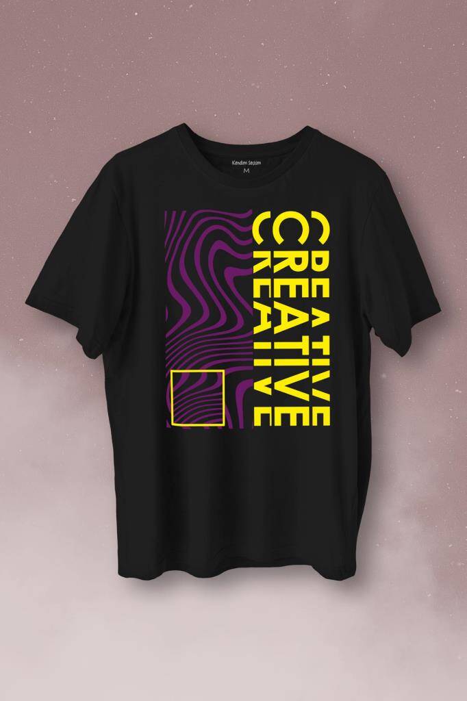 Creative Minimal Color Baskılı Tişört Unisex T-Shirt - 1