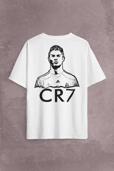 Cristiano Ronaldo Cr7 Logo Sırt Ön Baskılı Oversize Tişört Unisex T-Shirt - 2