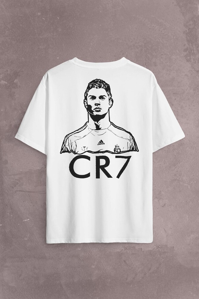 Cristiano Ronaldo Cr7 Logo Sırt Ön Baskılı Oversize Tişört Unisex T-Shirt - 2
