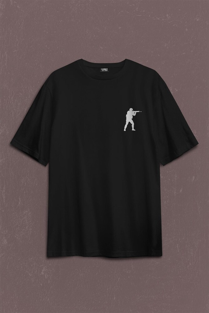 Cs Go Csgo Counter Strike Global Offensıve Sırt Ön Baskılı Oversize Tişört Unisex T-Shirt - 1