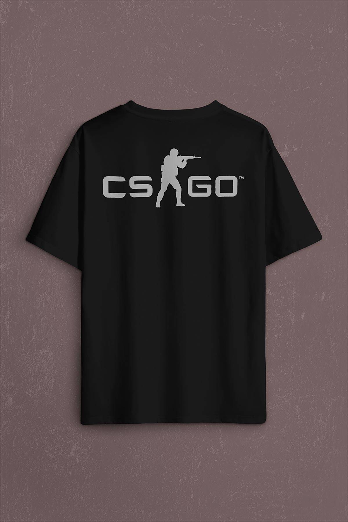 Cs Go Csgo Counter Strike Global Offensıve Sırt Ön Baskılı Oversize Tişört Unisex T-Shirt (1)