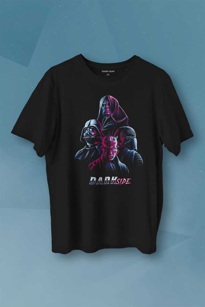 Dark Side Star Wars Darth Baskılı Tişört Unisex T-shirt - 1